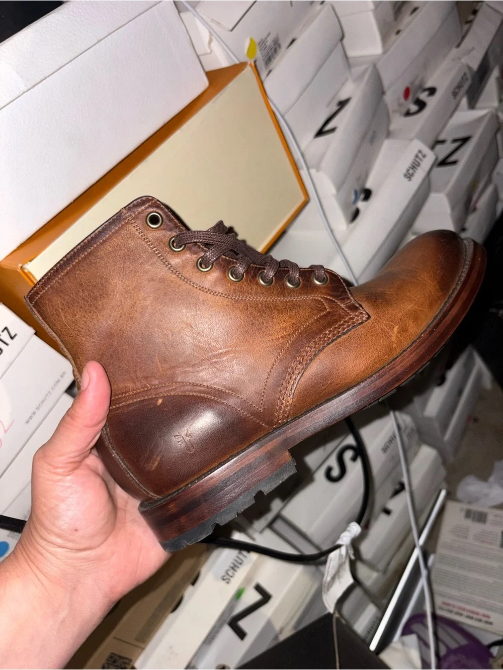 Frye Cognac Leather Chukka Lace-Up Boots